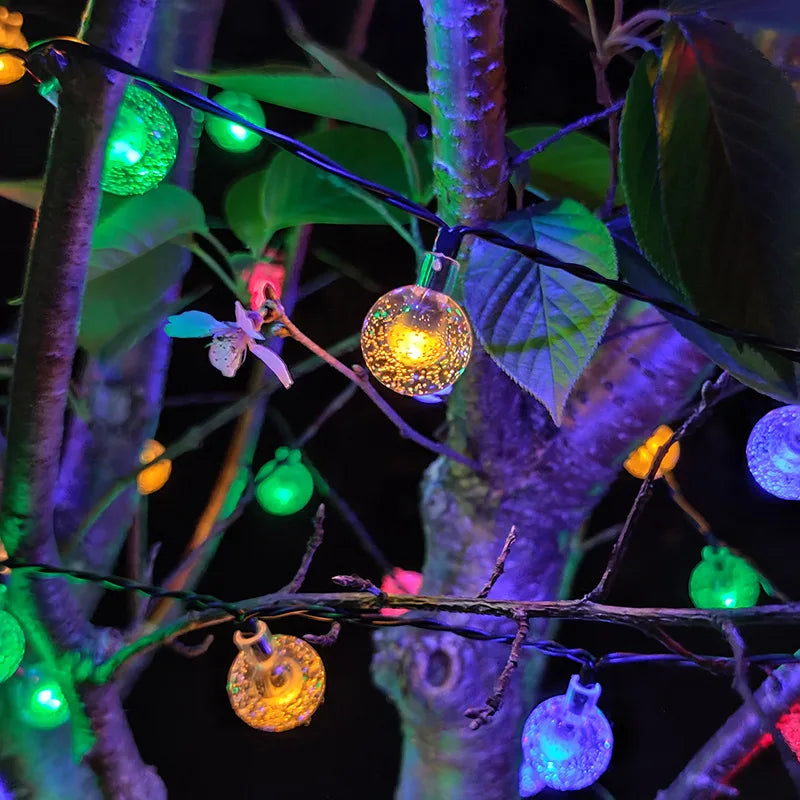 TwinkleGlow™ LED Bubble Ball Lights – Solar-Powered Magic for Your Garden Evenings