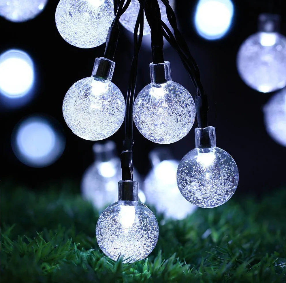 TwinkleGlow™ LED Bubble Ball Lights – Solar-Powered Magic for Your Garden Evenings